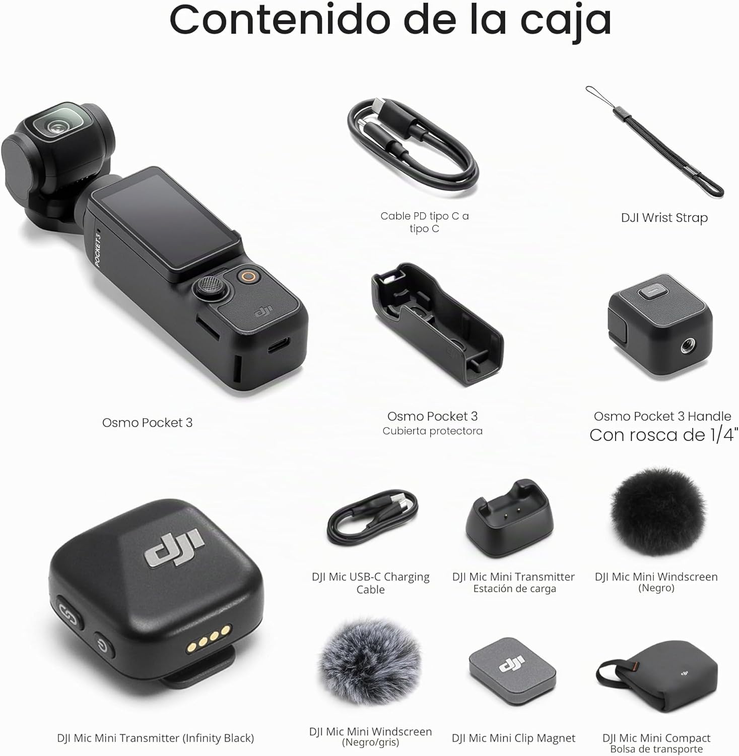 DJI Osmo Pocket 3 + DJI Mic Mini — Cámara Gimbal 4K/120fps con Micrófono Inalámbrico