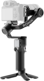 DJI RS 3 Mini – Vista frontal con cámara mirrorless montada sobre trípode mini