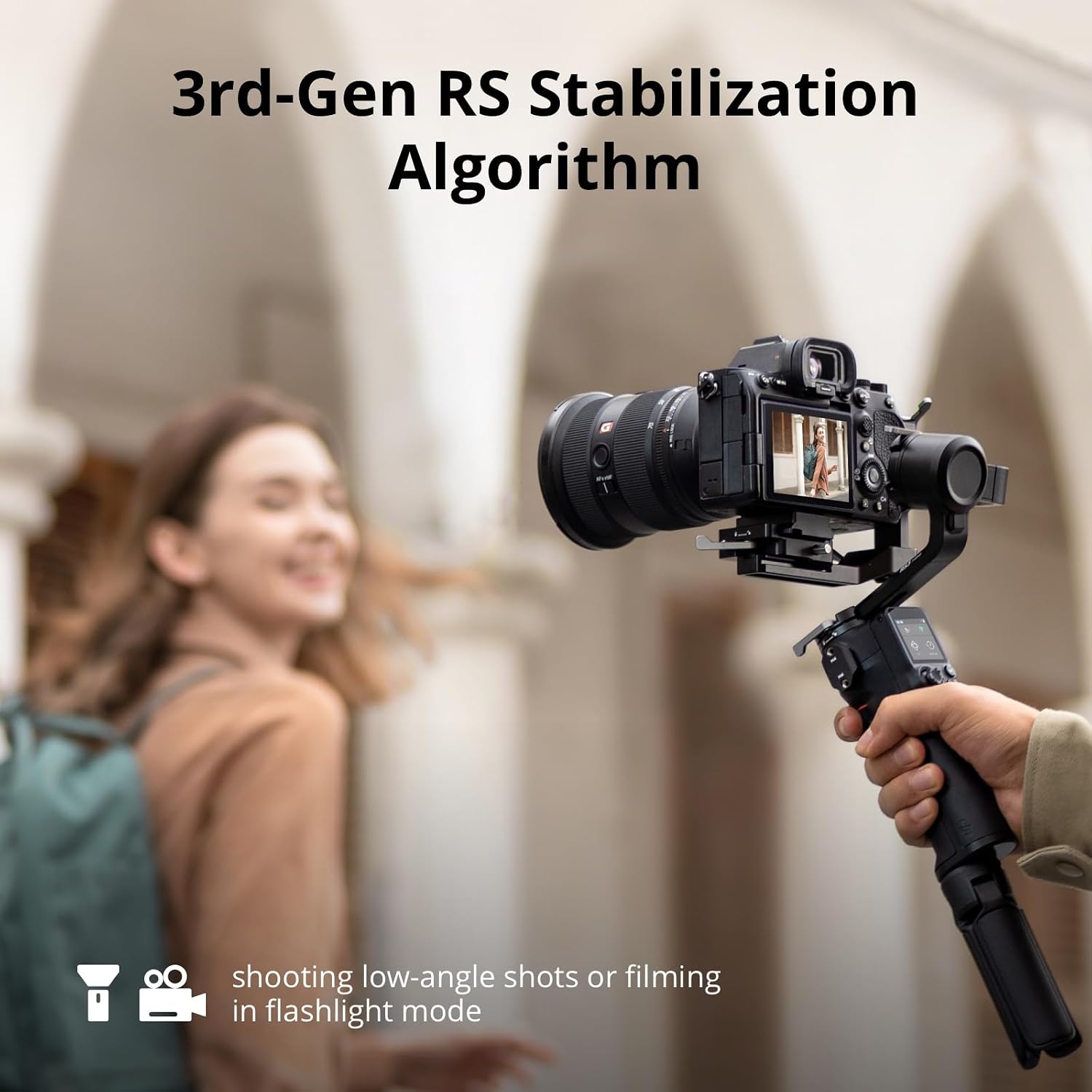 DJI RS 3 Mini – Algoritmo de estabilización RS 3ª generación en modo flashlight para tomas bajas