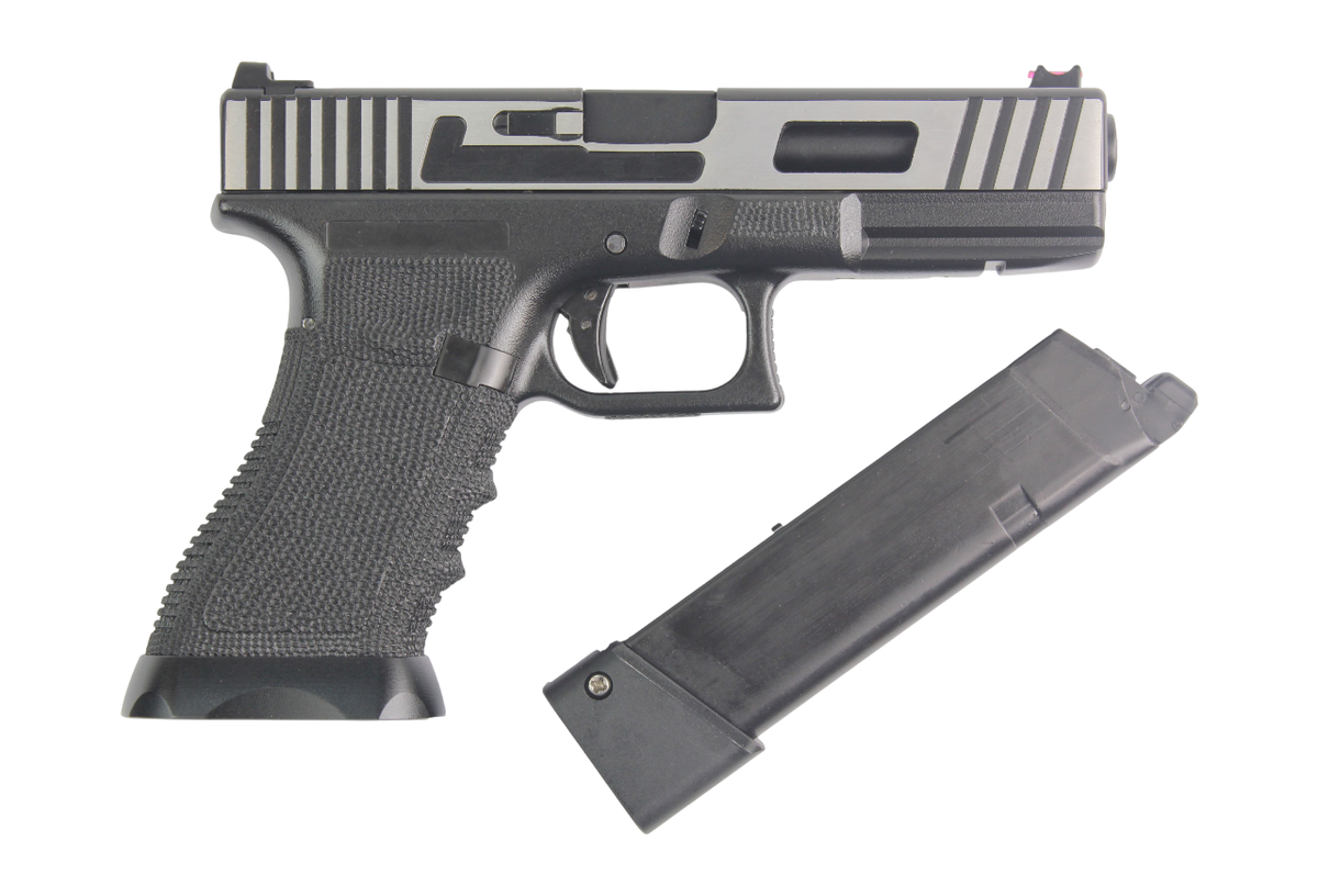 Pistola Airsoft Double Bell Glock 17 Wiredrawing Metal GBB – Green Gas | Black Edition