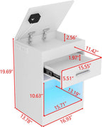 Mesa de Noche con Caja Fuerte Integrada y Compartimento Secreto - Iluminación LED Azul