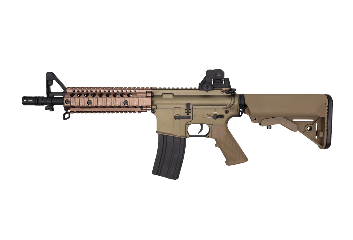 Rifle Airsoft Double Bell MK18 7.5" Full Metal AEG – Tan/Black | CQBR