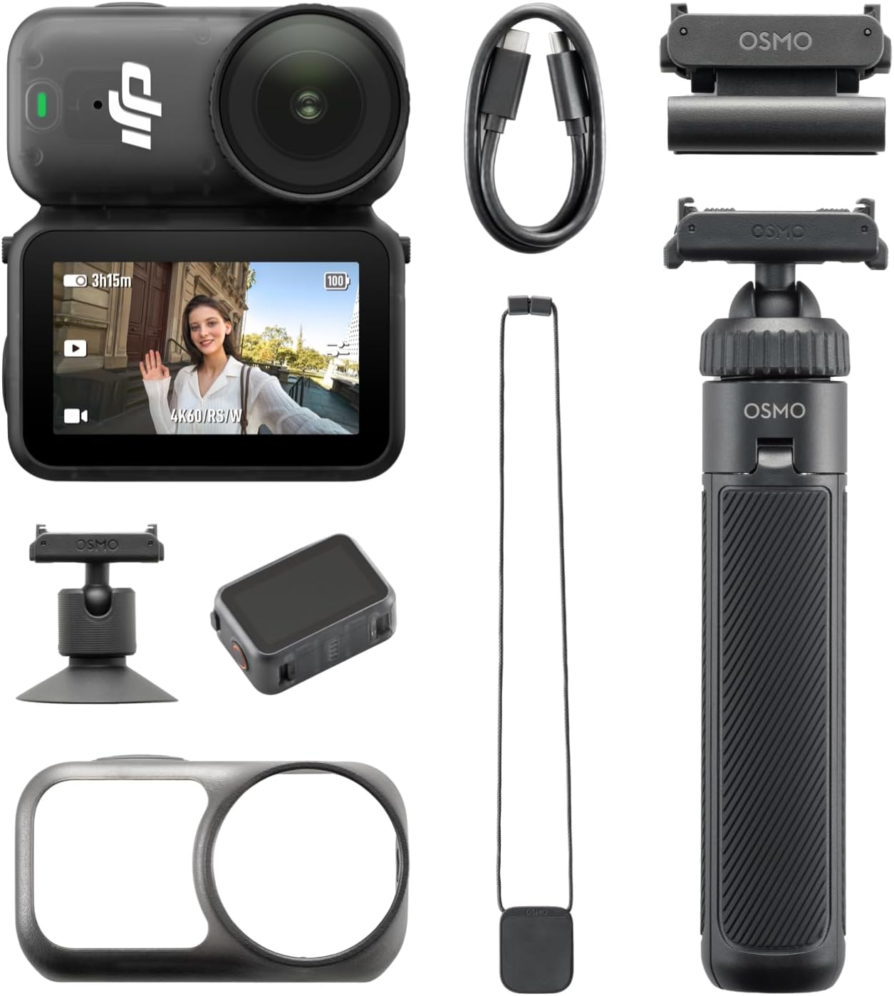 DJI Osmo Nano On-the-Go Combo – Kit completo con cámara, Vision Dock, mini rod, clip magnético, lanyard, case y adaptador