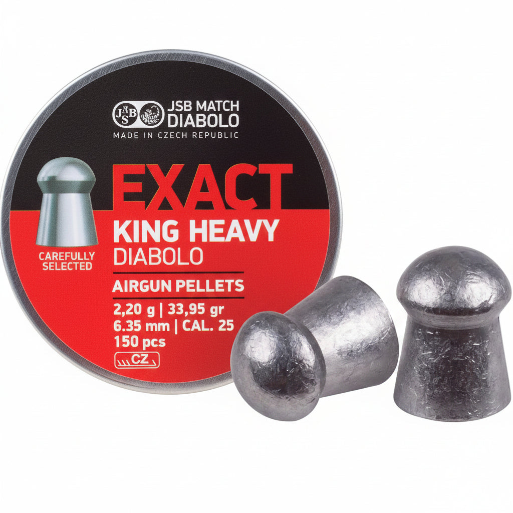 Diábolo JSB Match Exact King Heavy MKII Cal. .25 (6.35mm) 33.95gr — 150 Piezas