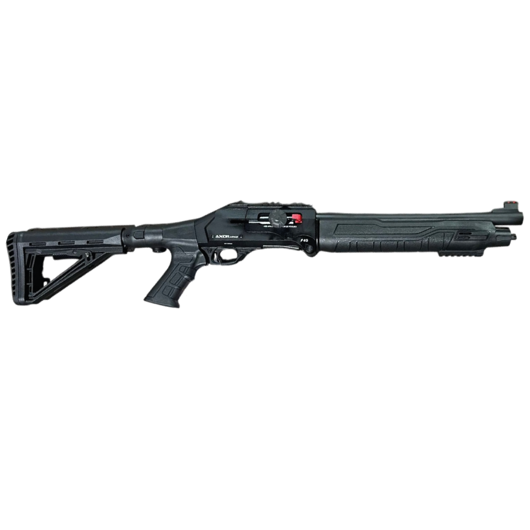AXOR Arms F4G Negro Corto | Escopeta Semiautomática a Gas Compacta con Culata M4 Plegable y Riel Picatinny