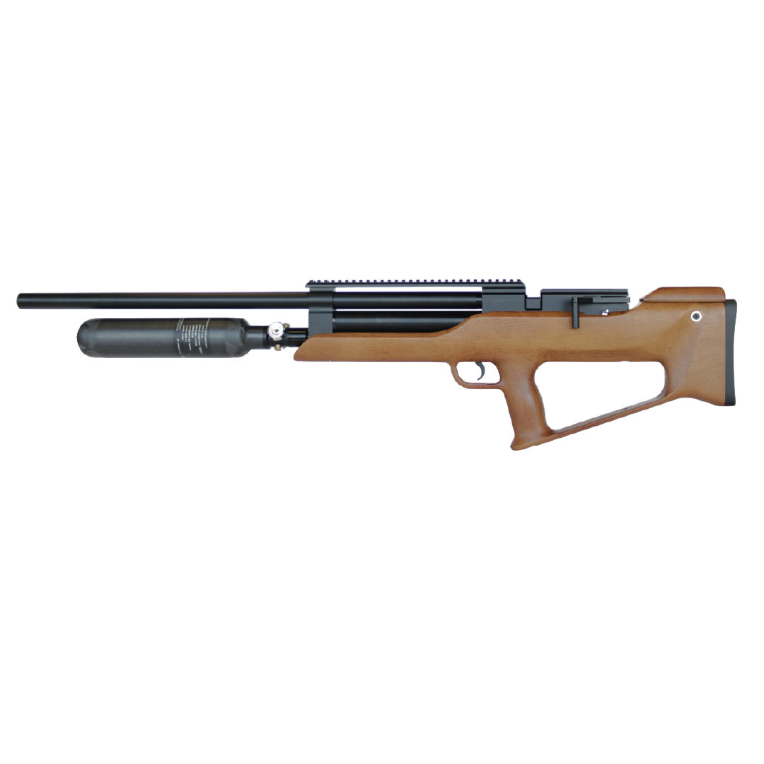 Nova Vista Pneumax .30 Wood Bullpup PCP | Rifle PCP Bullpup Calibre .30 con Culata de Madera, Depósito Fibra de Carbono 500cc y Moderador