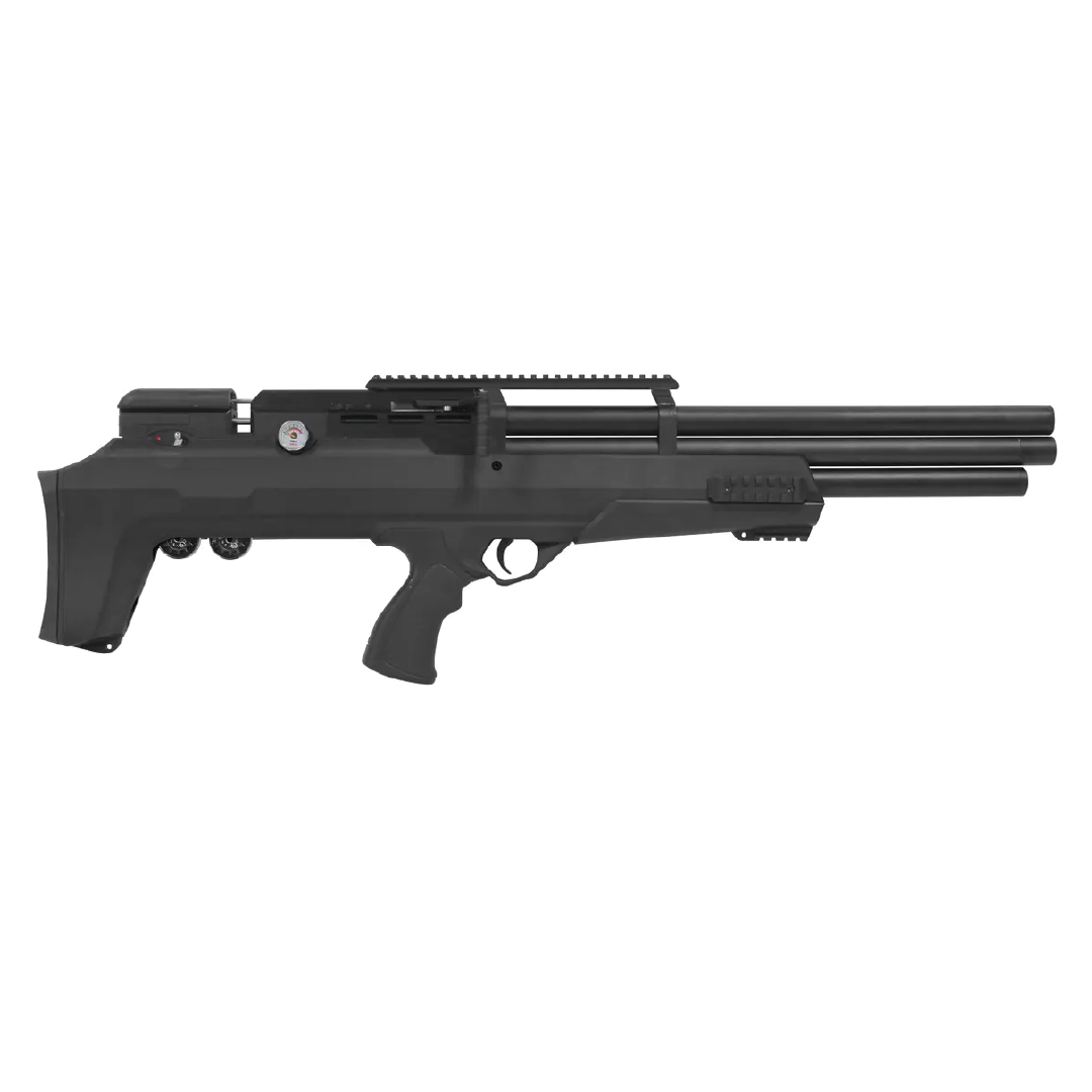 Nova PS-R3-SF Black Synthetic PCP Bullpup | Rifle PCP Bullpup con Doble Cañón Paralelo, Manómetro y Rieles Picatinny