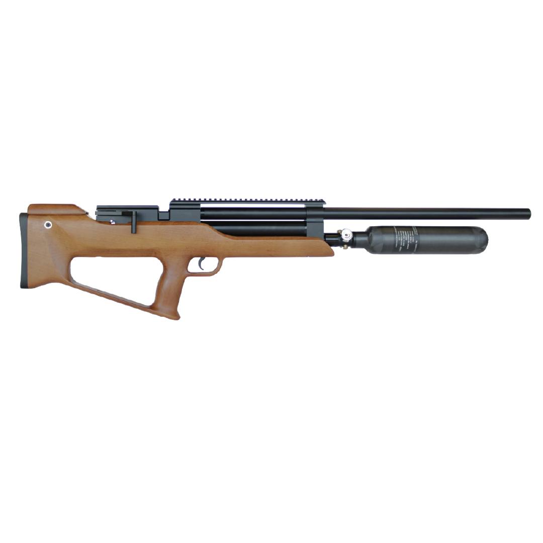 Nova Vista Pneumax .30 Wood Bullpup PCP | Rifle PCP Bullpup Calibre .30 con Culata de Madera, Depósito Fibra de Carbono 500cc y Moderador