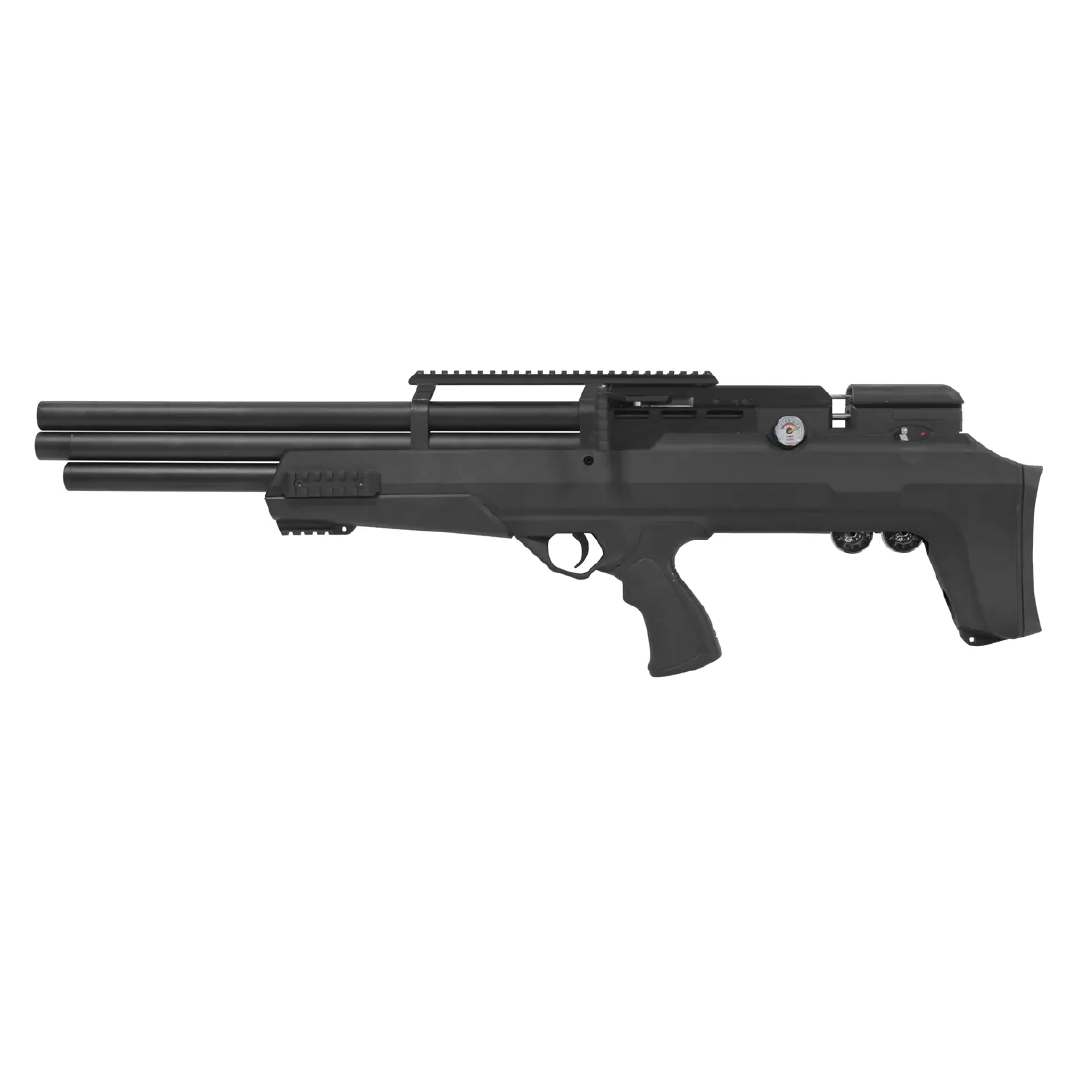 Nova PS-R3-SF Black Synthetic PCP Bullpup | Rifle PCP Bullpup con Doble Cañón Paralelo, Manómetro y Rieles Picatinny