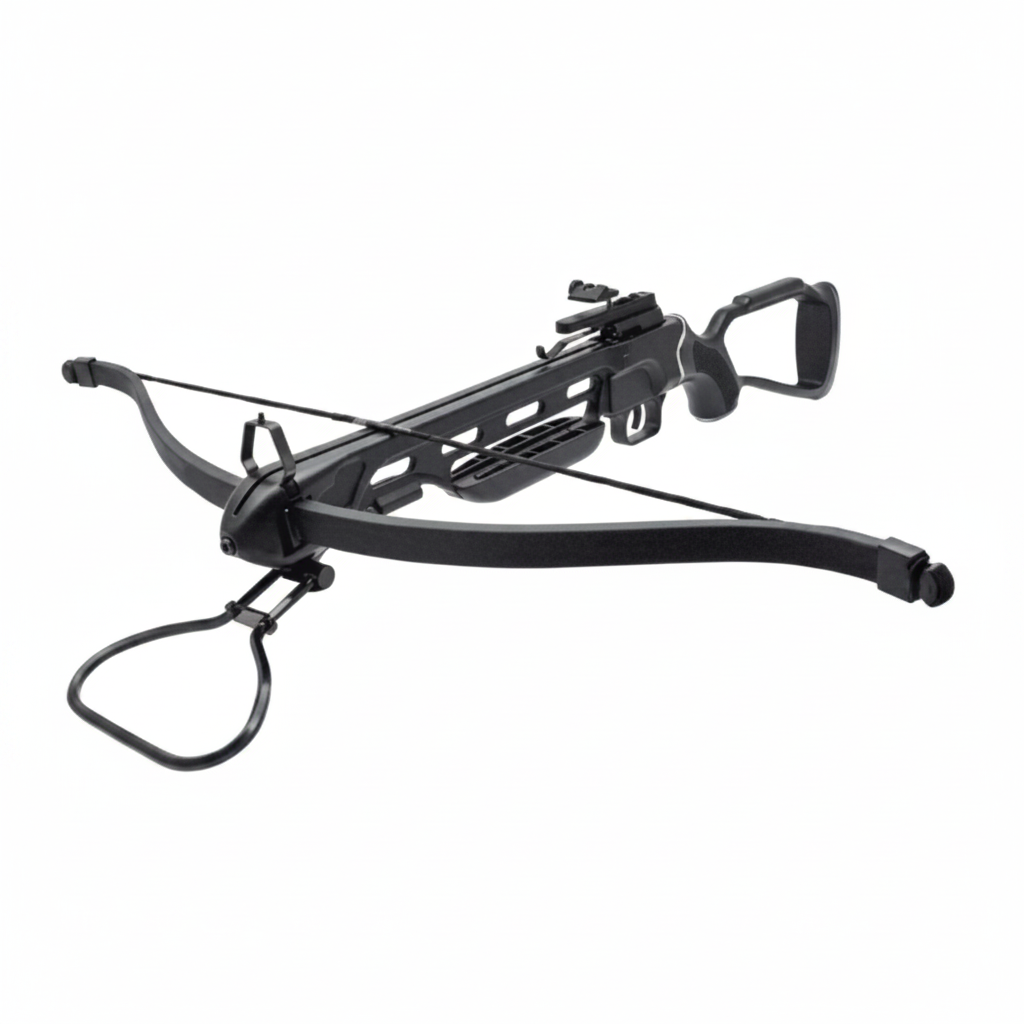 Ballesta GIM MK150A1PB 150 lbs color negro, arco de fibra de vidrio con 2 flechas de aluminio incluidas