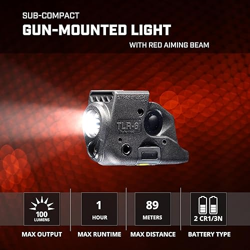 Streamlight Linterna táctica para pistola 100 lúmenes con mira láser roja incorporada
