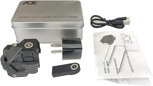 ADE LS007G-1 Combo Linterna Láser Verde Recargable para Pistola - Compatible con Glock, Sig Sauer, Smith & Wesson, Springfield, Beretta, Ruger