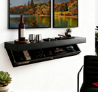 Mesa de Noche Flotante con Compartimento Secreto | Estilo Escandinavo Bicolor Roble/Blanco con Cajón de Extensión Total