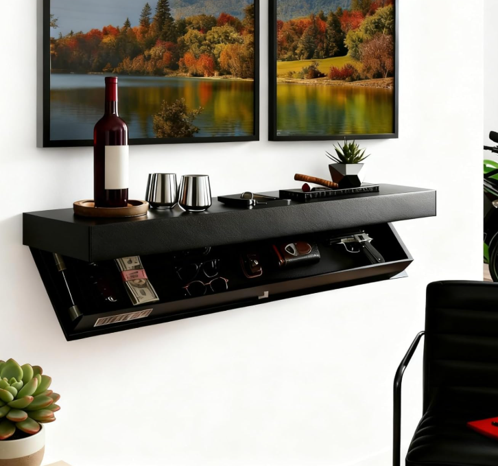 Mesa de Noche Flotante con Compartimento Secreto | Estilo Escandinavo Bicolor Roble/Blanco con Cajón de Extensión Total