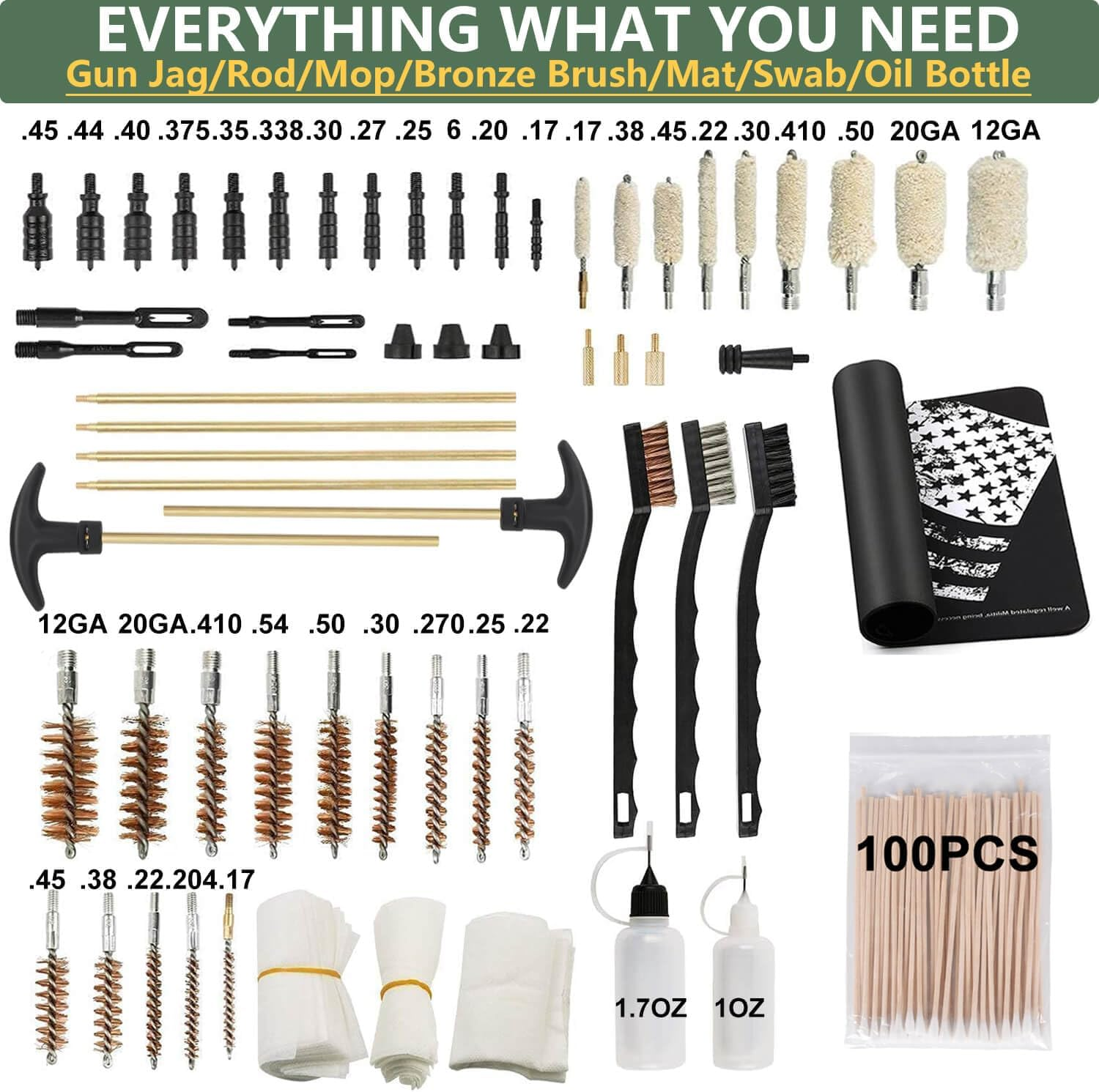 Kit de Limpieza Universal para Armas | Pistola, Rifle y Escopeta | Con Alfombrilla y Estuche Portátil