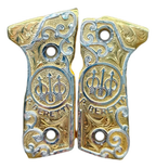 Empuñadura Cachas de Lujo Dorado Estilo Charro para Beretta 92fs | Chapado en Oro | Hecho en México
