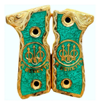 Empuñadura Cachas de Lujo Dorado Estilo Charro para Beretta 92fs | Chapado en Oro | Hecho en México