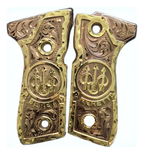 Empuñadura Cachas de Lujo Dorado Estilo Charro para Beretta 92fs | Chapado en Oro | Hecho en México